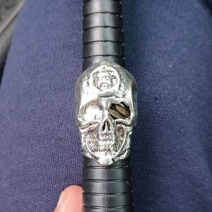 Silver Tone Skull Men's Bracelet
